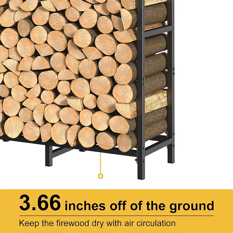 Firewood Rack Outdoor with Cover 5.3ft Firewood Log Rack Fire Log Holder Indoors Adjustable Fire Wood Rack StandBlack Waterproof