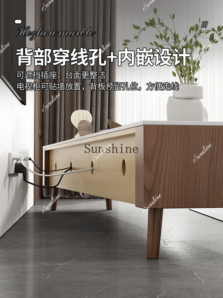 Modern simple rock slab coffee table TV cabinet combination household  FT