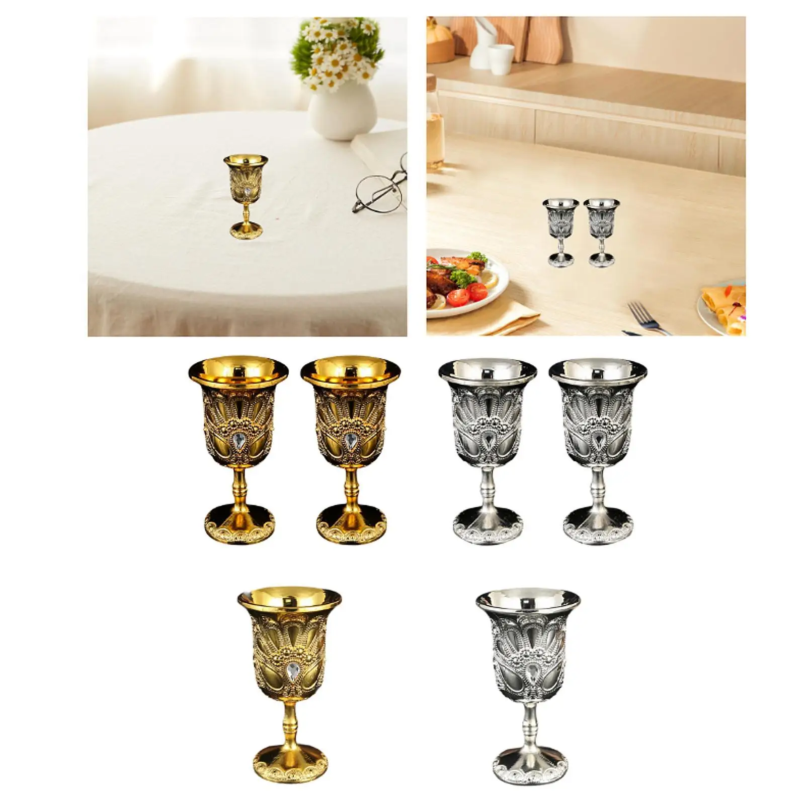Mini Goblet Liquor Small Drinking Embossed for Church Anniversary Decor