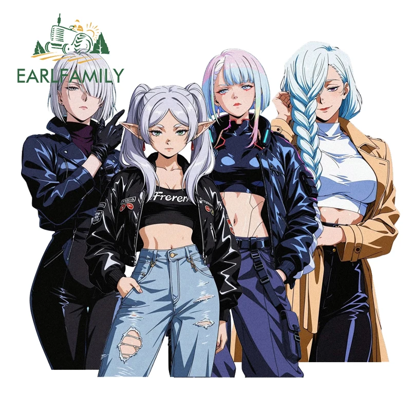 

EARLFAMILY Frieren White-haired Anime Girls Car Sticker Attractive Creative Lucy Meimei Decals Occlusion Scratch Cool Car Decor