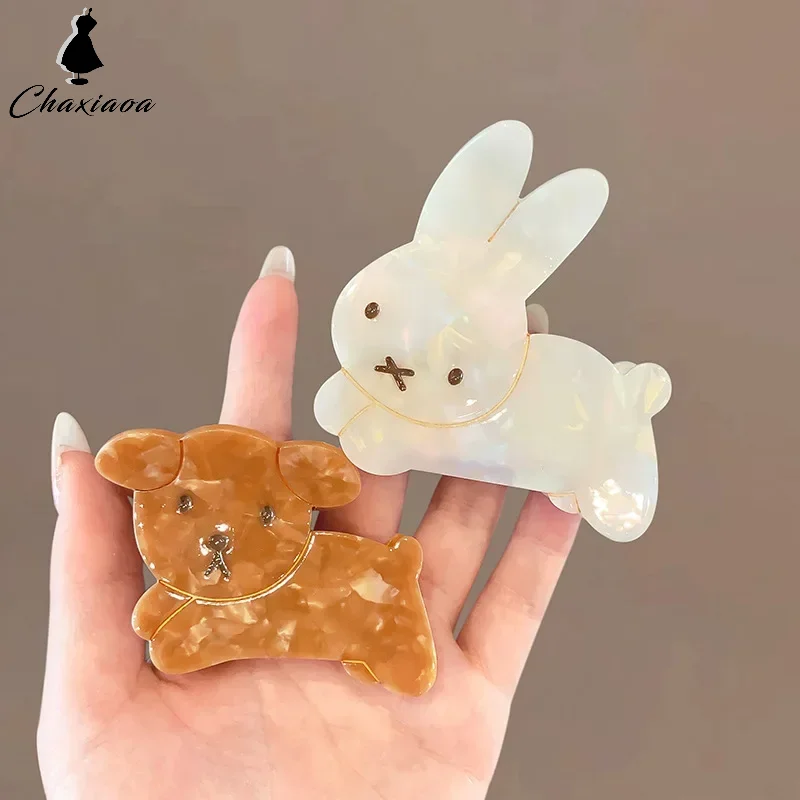 Refreshing World Rabbit Hair Claw Cute Bunny Dog Ins Style Acetate Strong Hair Claw Clips Hair Accessories for Women Girls