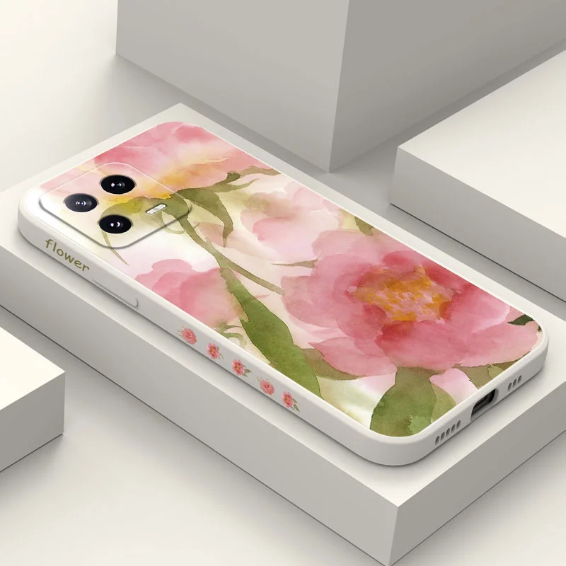 Watercolor Peony Phone Case For Xiaomi Mi 15 14T 14 13 13T 12 12X 12T 11 11T Ultra 10 10T 9 9T 8 Pro Lite Liquid Silicone Cover