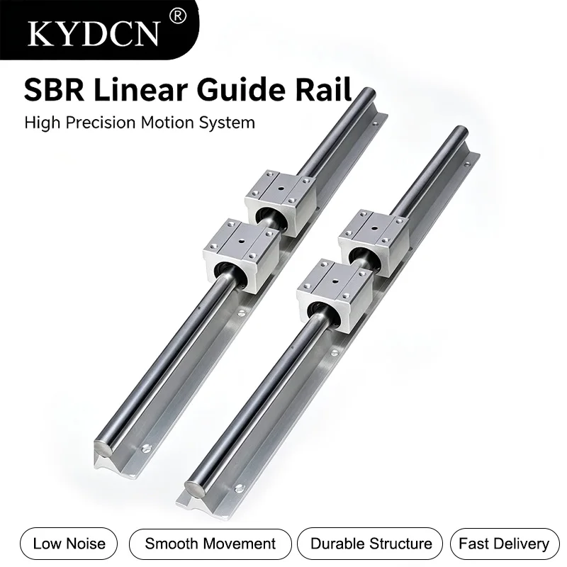 KYDCN 2PCS Linear Guide Rails SBR10 SBR12 SBR16 300-1000mm & 4PCS UU Bearing Blocks Smooth Motion DIY Mills CNC Parts