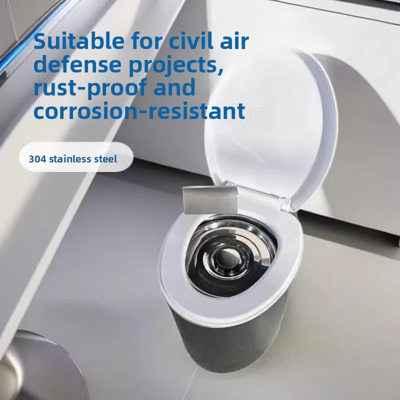304 stainless steel civil air defense toilet, engineering explosion-proof and pressure-free water-saving toilet