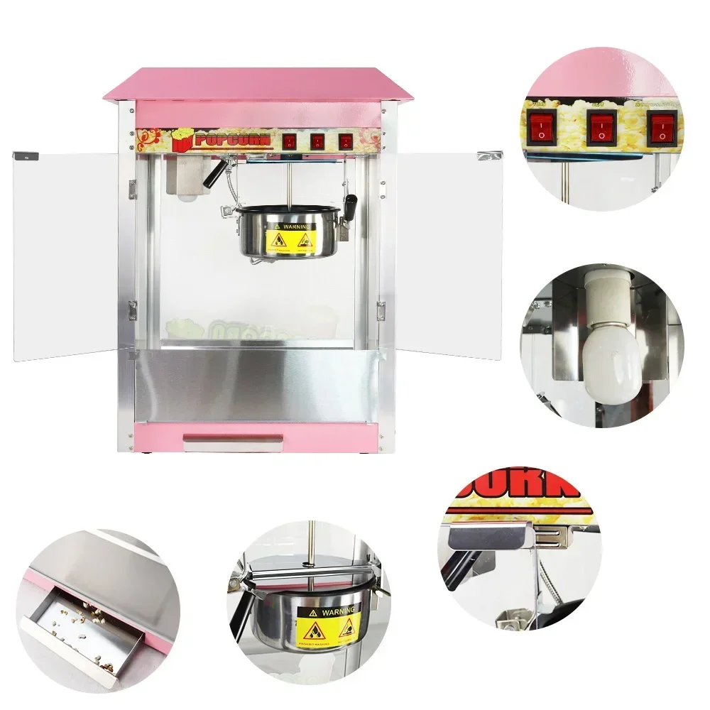 Professional Electric Pink Pop Corn Maker Machine Commercial Industrial Popcorn Machine Price for Sale