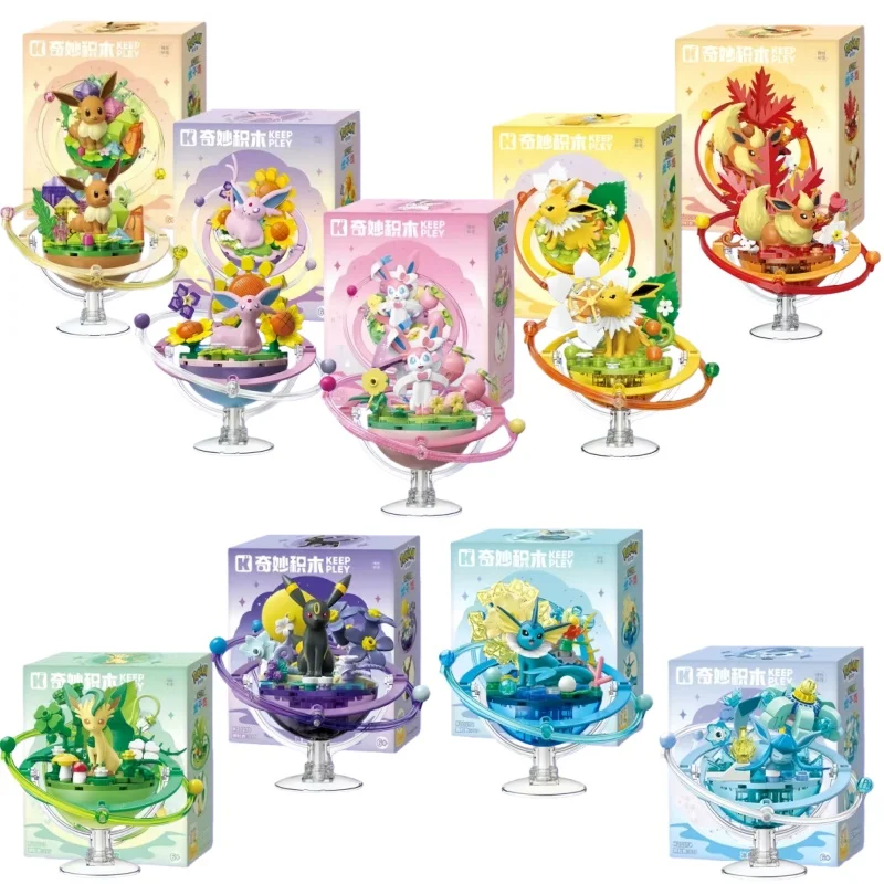 keeppley-original-pokemon-evolution-eevee-planet-series-figuras-de-anime-ornamentais-modelo-de-montagem-diy-brinquedo-para-fas-colecionadores-presentes