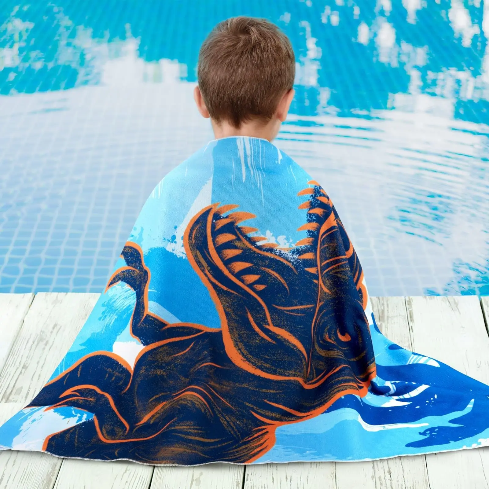 Oversized Dinosaur T-Rex Beach Towel Quick Dry Microfiber Lightweight Palm Tree Travel Pool Towel for Kids Boys