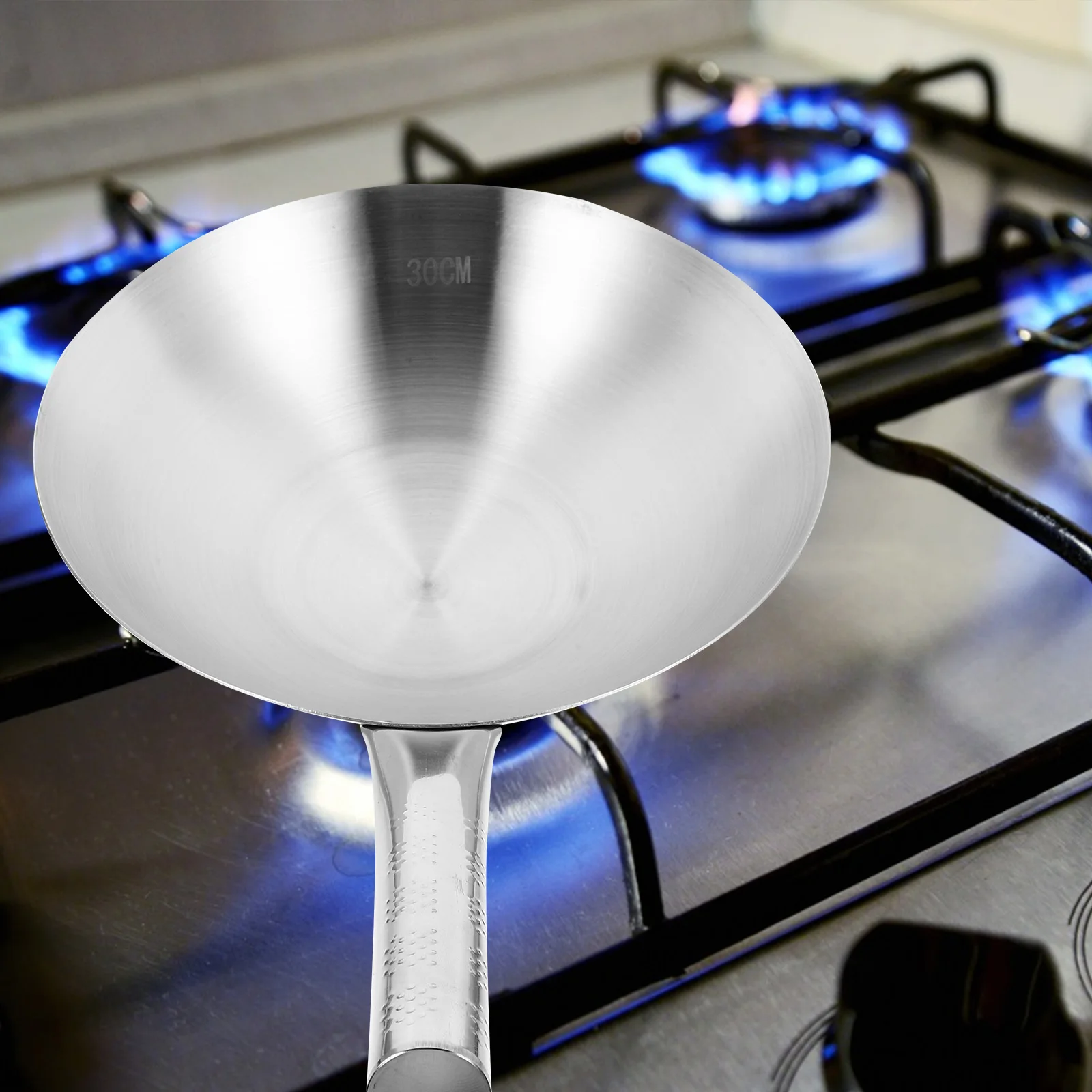 

Stainless Steel Pan Heavy Duty for Electric Stove Gas Induction Wok With Handle Home Kitchen Chinese Frying Pans