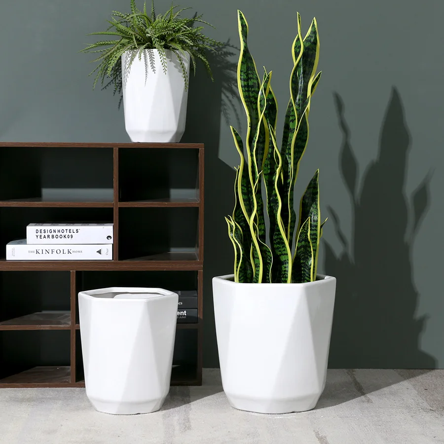 Creative Nordic small flower pot ceramic pure white living room office orchid succulent potted plant balcony foreign trade pot