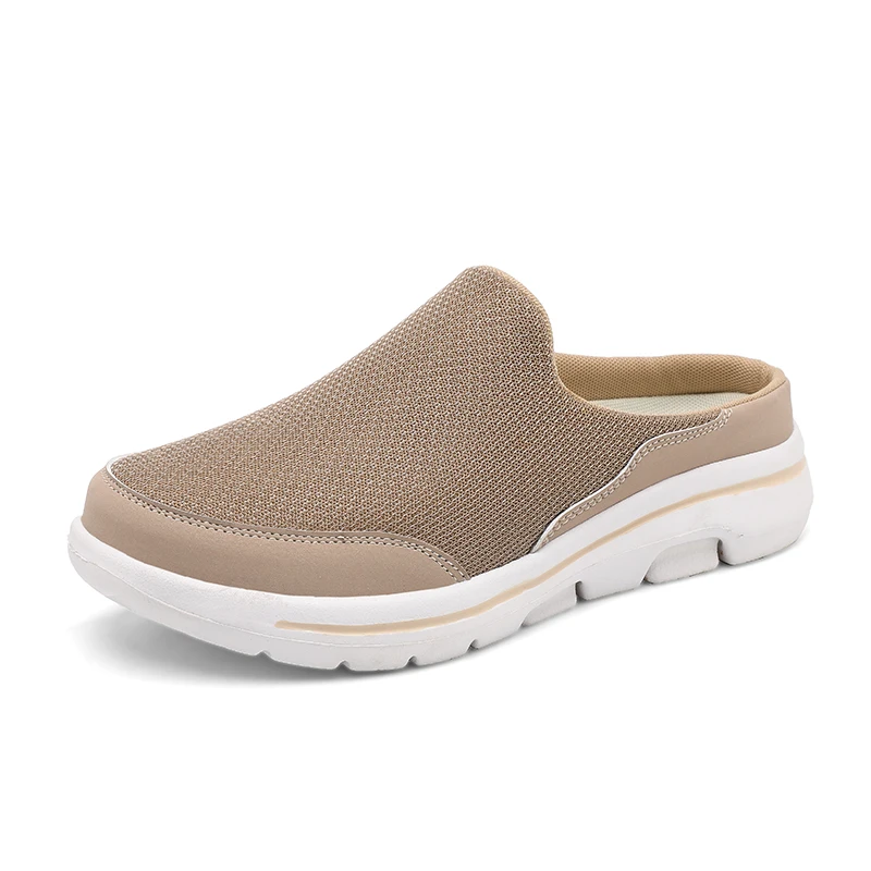 Letnia para Casual pół buty dla mężczyzn muły Mesh oddychające płaskie kapcie Slip on lekkie leniwe buty