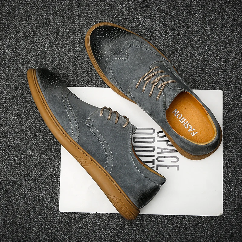 Men Shoes Mens Genuine Leather Business Dress Retro Gentleman Formal Carved Brogue Formal Shoes Men High Quality Casual Shoes