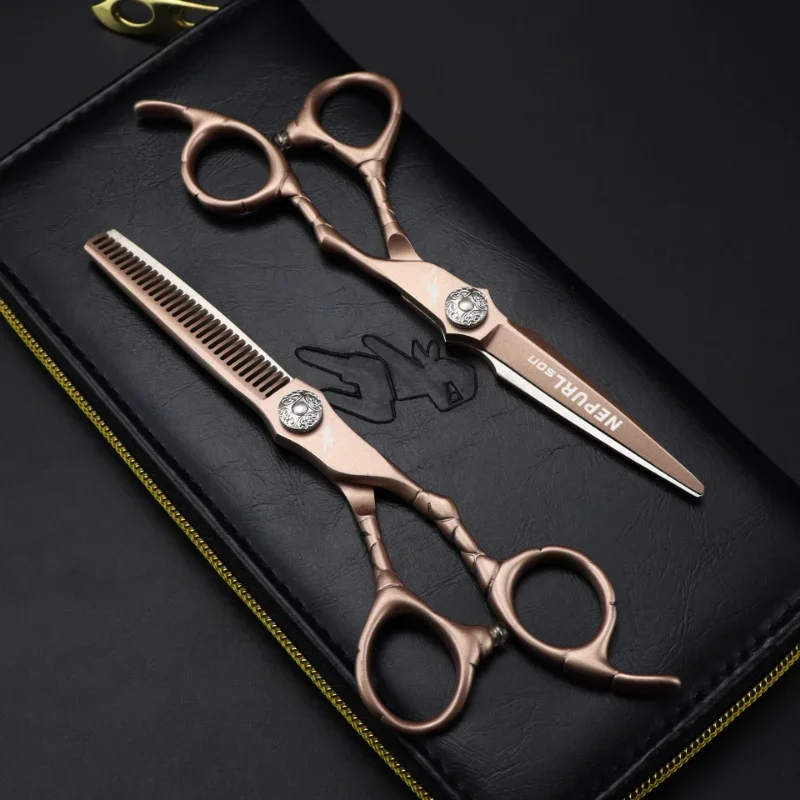 

Nepurlson Professional Salon 6 Inch Gold Hair Scissors Haircut Thinning Barber Haircutting Cutting Shears Hairdressing Scissors