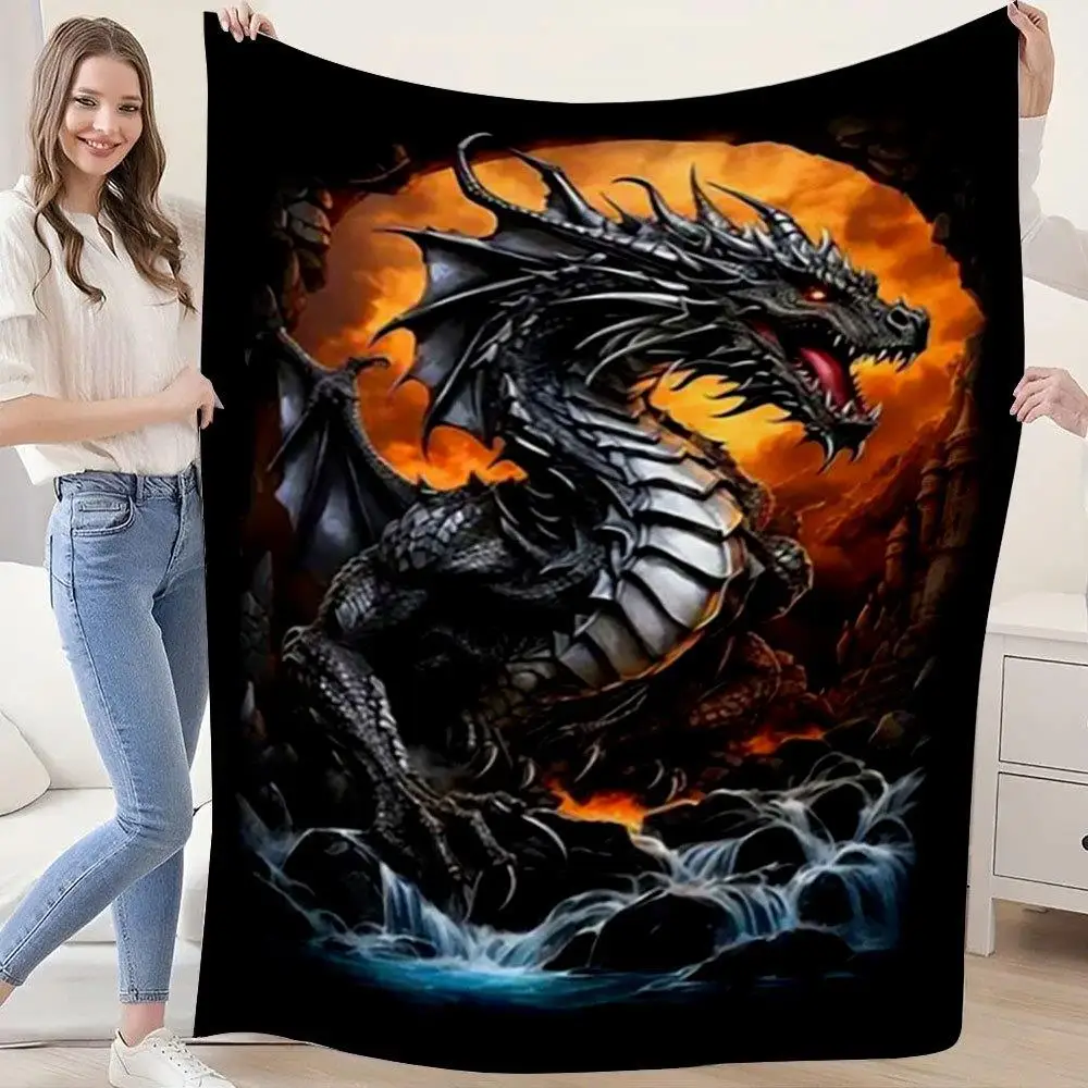 Epic Dragon Throw Blanket for Fantasy Lover Gamer Room Decor Fleece Monster Art Giant Cozy Winter Bed Wrap Gift