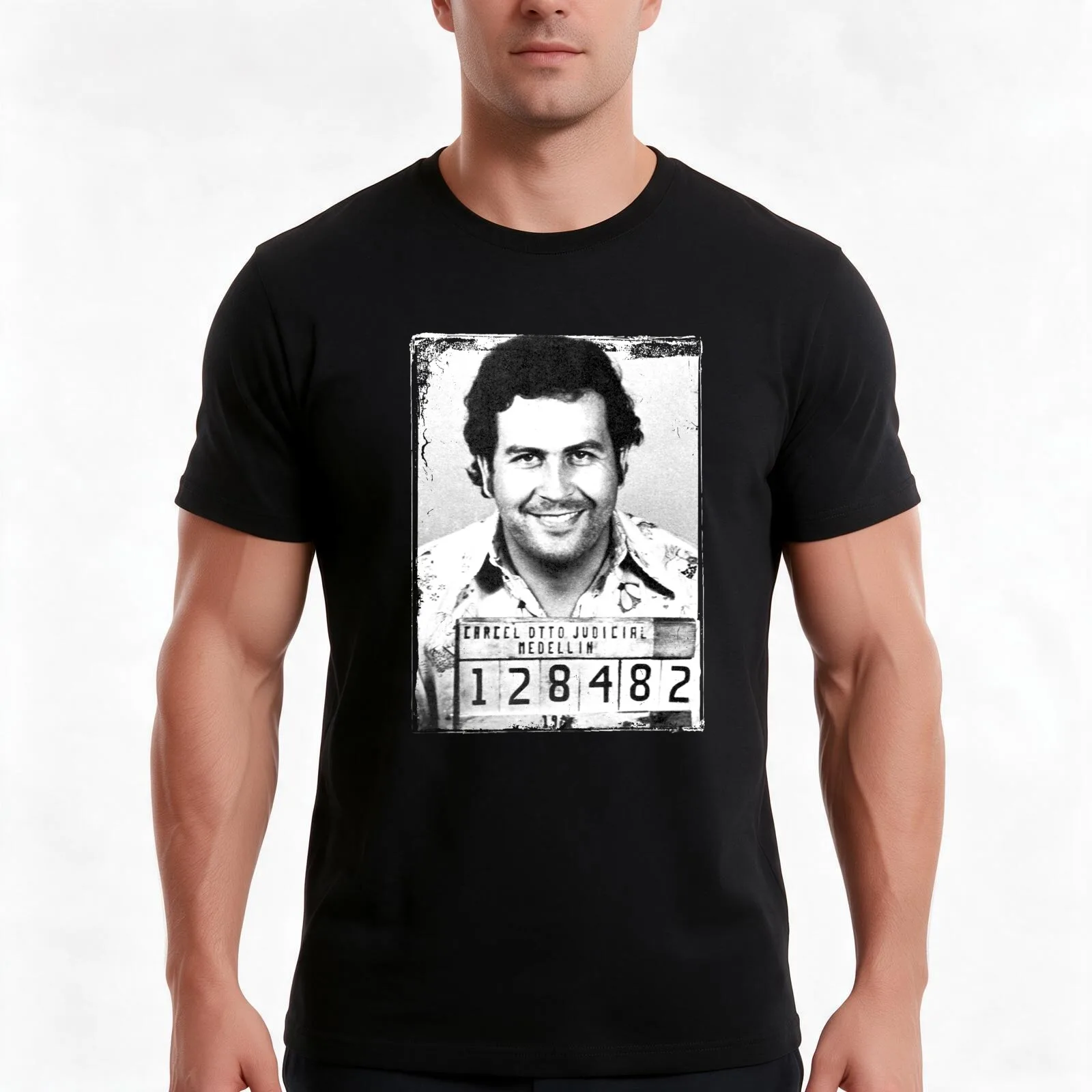 Kingpin Mugshot T-Shirt, Summer Casual Cotton Tee, Oversized Streetwear Tops, Vintage Graphic Print, Loose Fit Short Sleeve