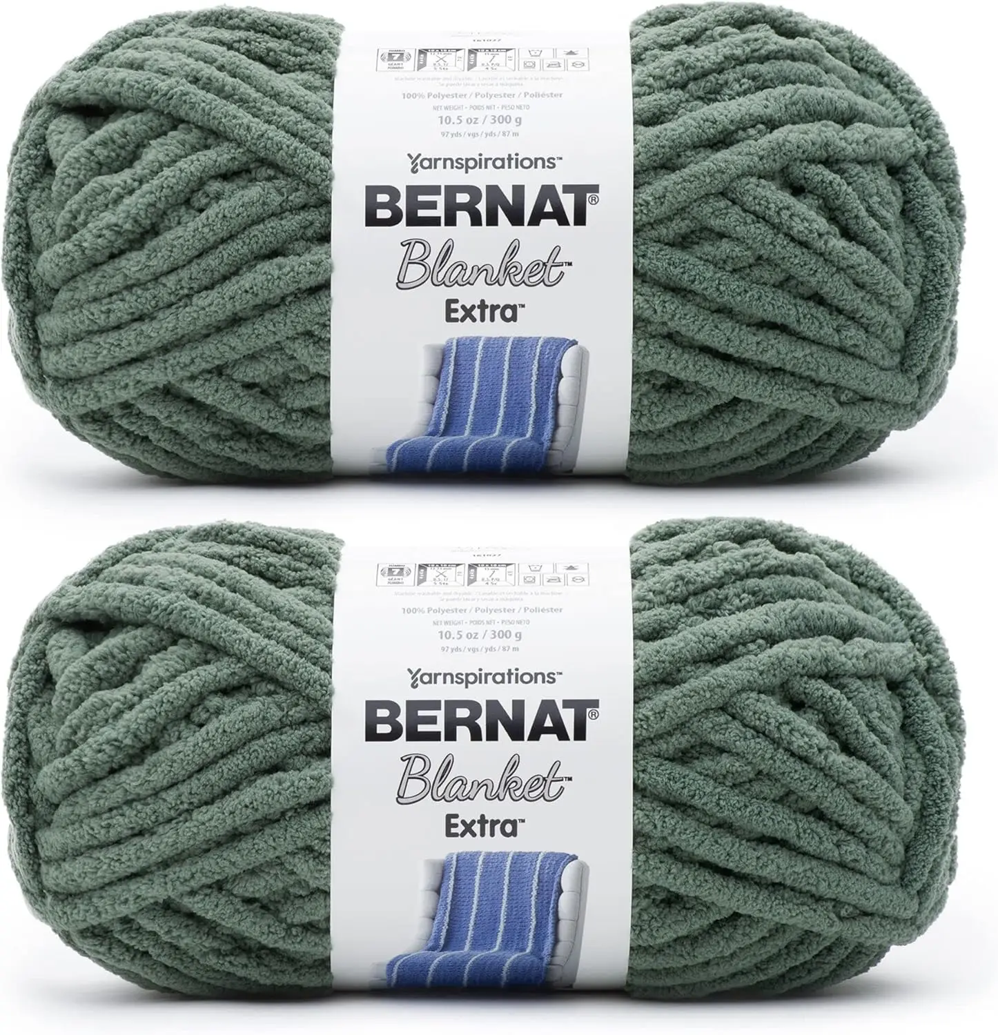 

Jumbo Chenille Yarn 2 Pack - 300g/10.5oz Each - 97 Yards - #7 Weight - Polyester - for Knitting and Crochet Blankets & Sweaters
