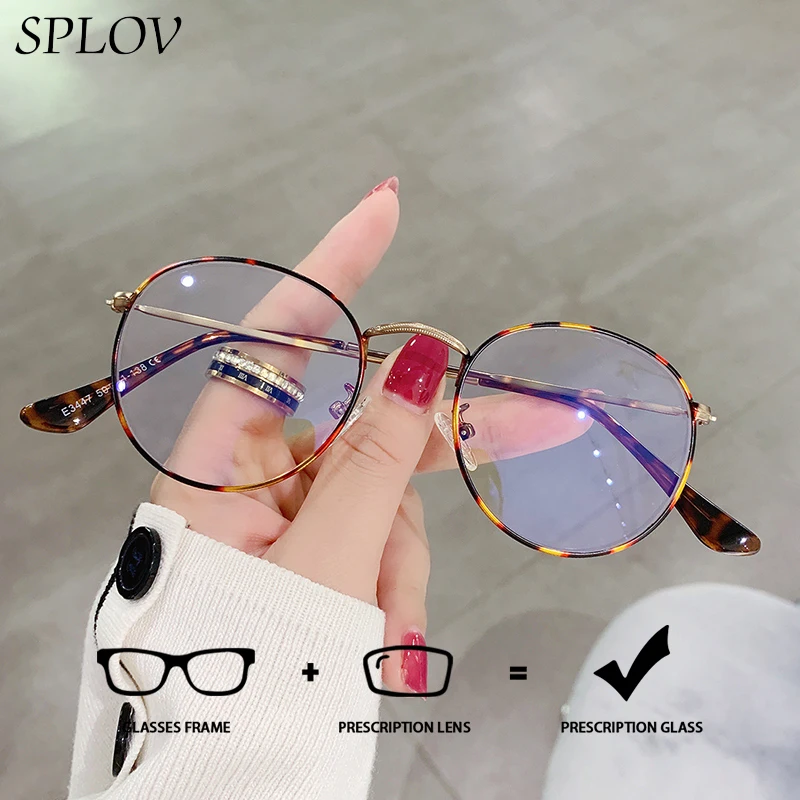 

SPLOV Large Frame Prescription Glasses Customized HD Lens Anti Blue Light Photochromic Prescription Glasses for Women