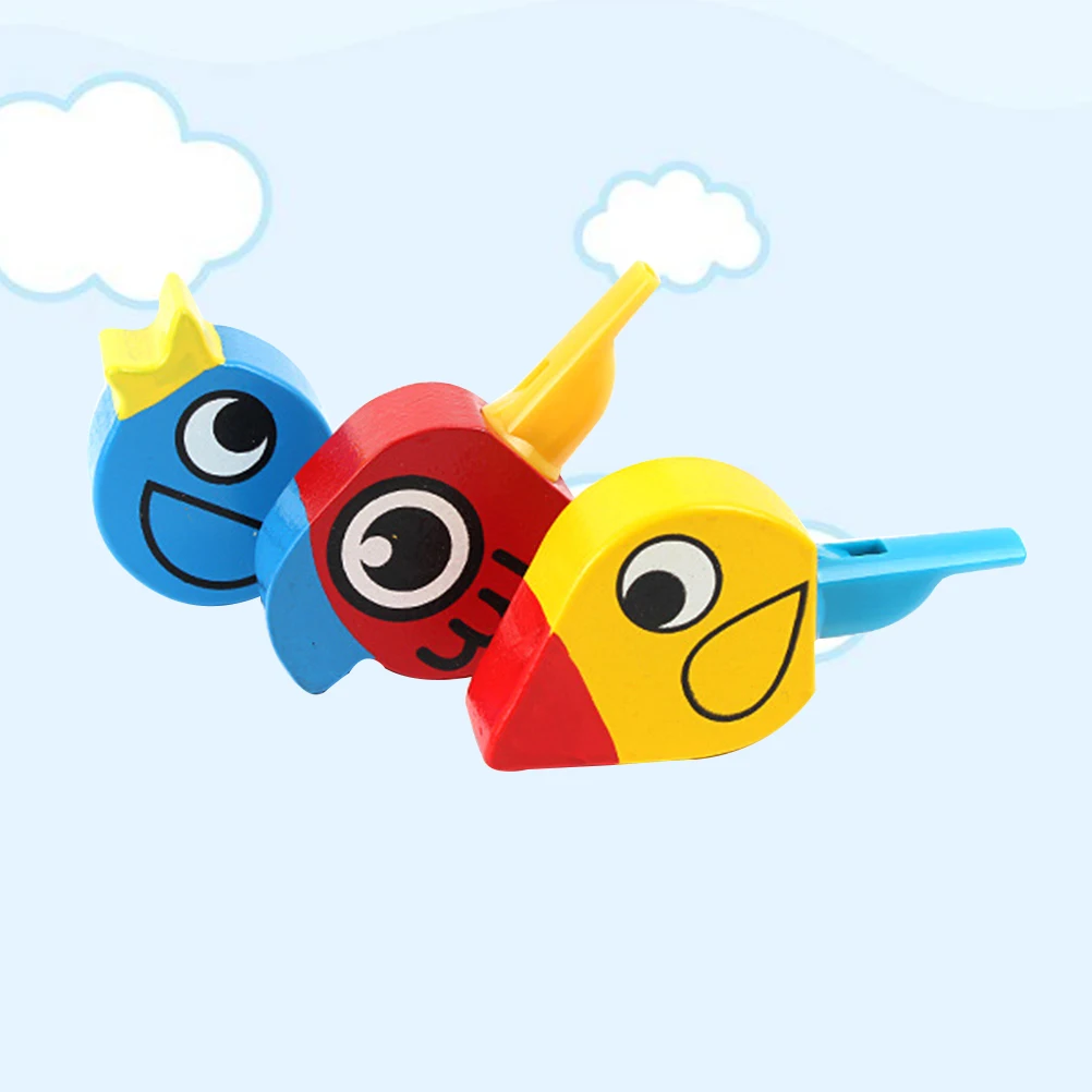 4 pçs assobios de pássaro de madeira dos desenhos animados criativo forma animal para festa festival presente educacional criativo apito