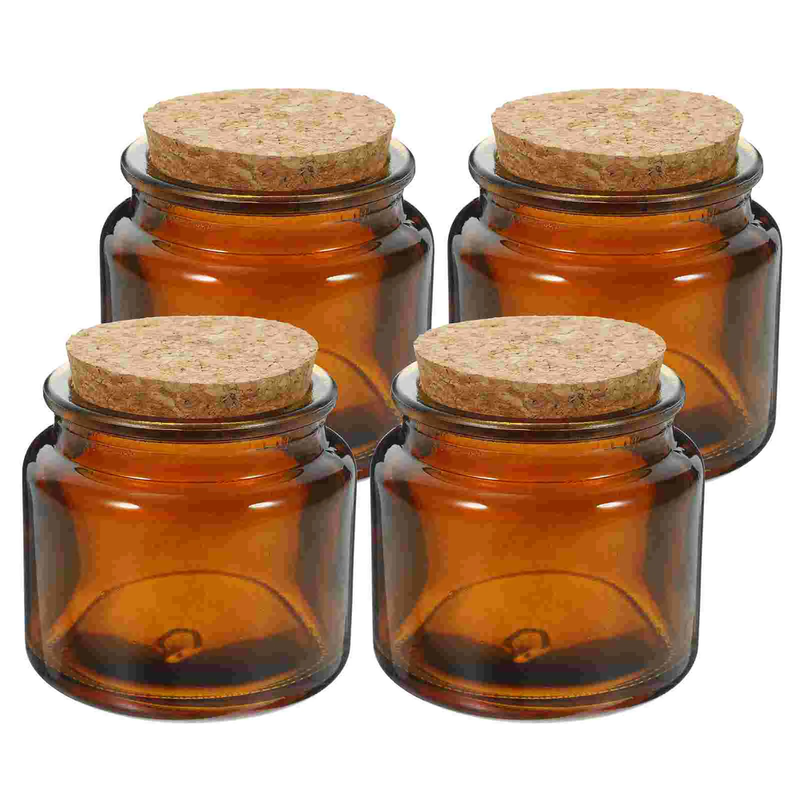 4 Pcs Wooden Plug Cans Glass Scented Cup Household Holder Cork Jar Bottle Tealights Empty Table Centerpieces