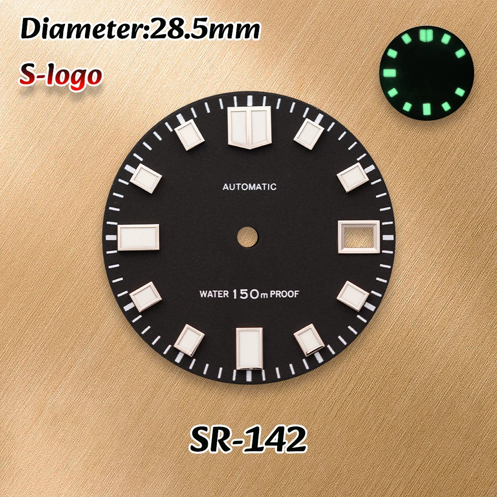 S Logo 28.5mm Matte Dial NH36/4R/7S/NH35 Movements C3 Green Luminous Watches for men Watch Modification Accessories