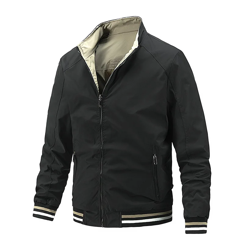 

Brand Fashion Men Casual Jacket Double Side Jackets Man Autumn Coats Black Gray Green Size M-5XL