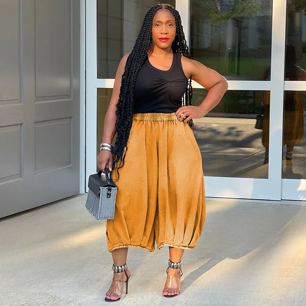 

Джинсовые широкие брюки, женские винтажные брюки длиной до икры с эластичной резинкой на талии, потертые рваные 2021, уличная одежда, мешковатые прямые джинсы