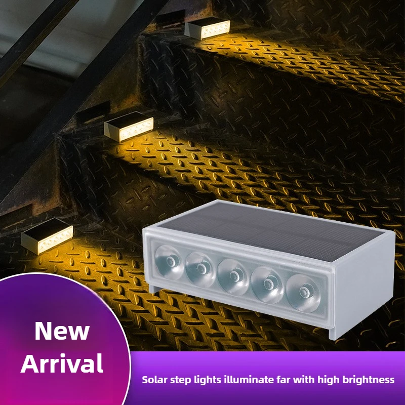 

Новый шаговый светильник, уличный водонепроницаемый шаговый светильник, 5 светодиодов, солнечный светильник для двора, светильники для виллы, солнечный уличный светильник