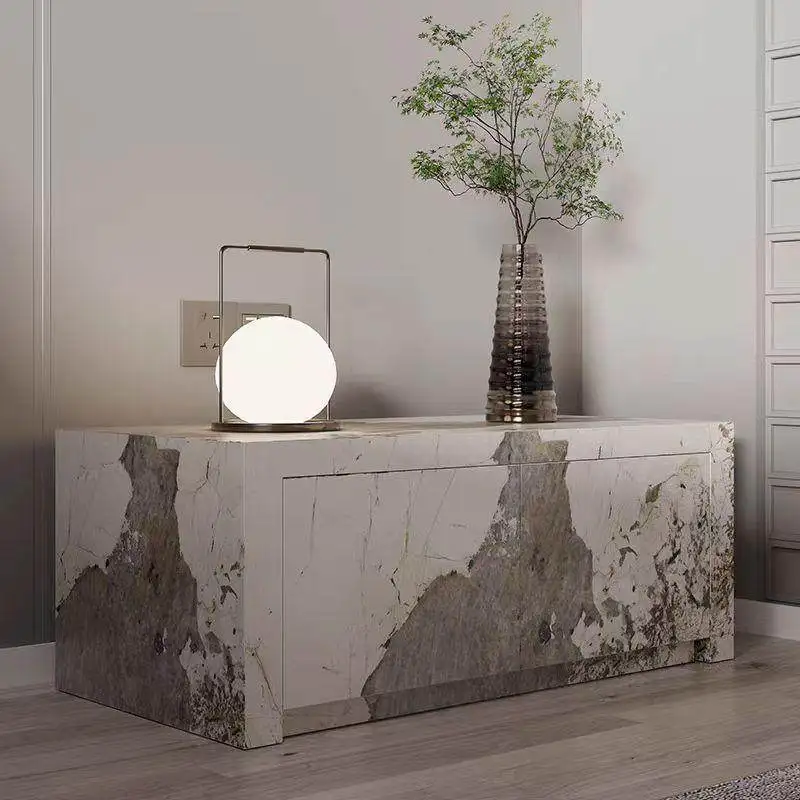 Italian slate bedside table simple modern light luxury bedroom Internet celebrity designer bedside storage with drawer