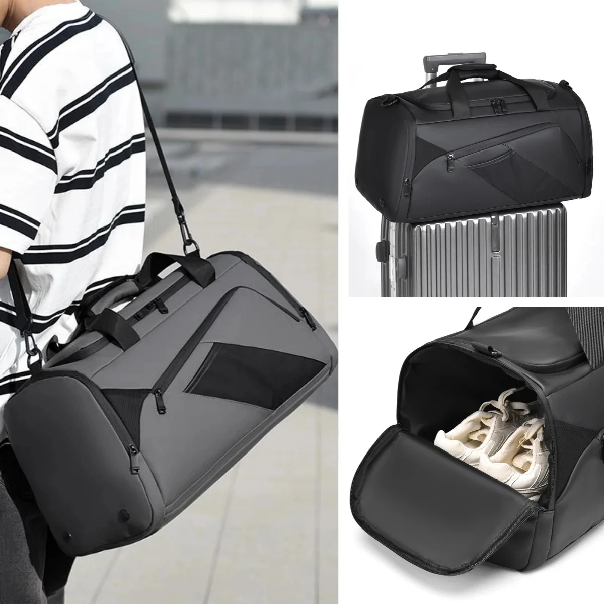 

Multifunctional Men Traveling Handbag Large Space Pack with Shoes Pocket Suit for Trolley Case Trip Luggage Bags Fitness Bag