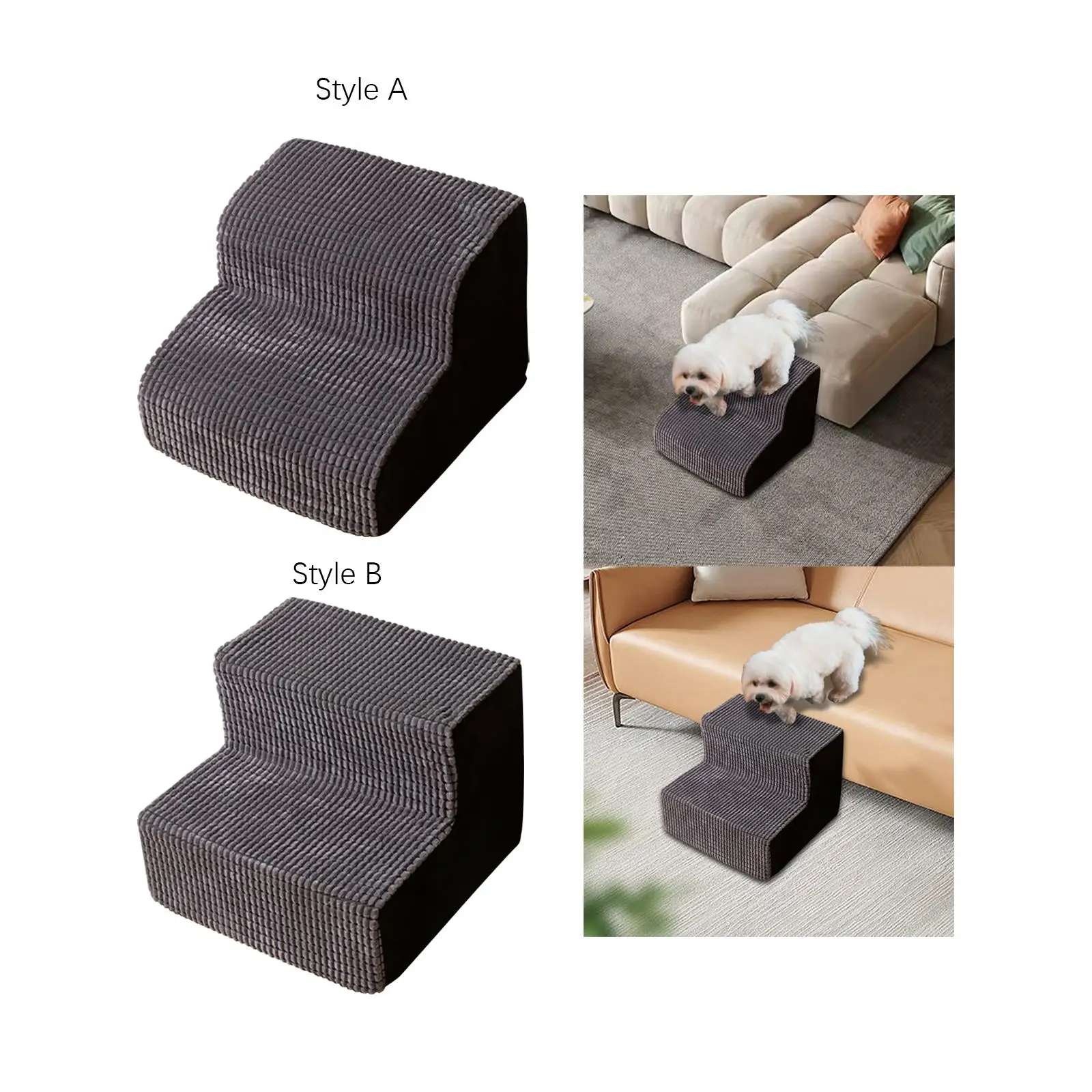 Dog Stairs Ramp 2 Steps Dog Ladder for Bed Couch Sofa Chair Gentle Slope Shape