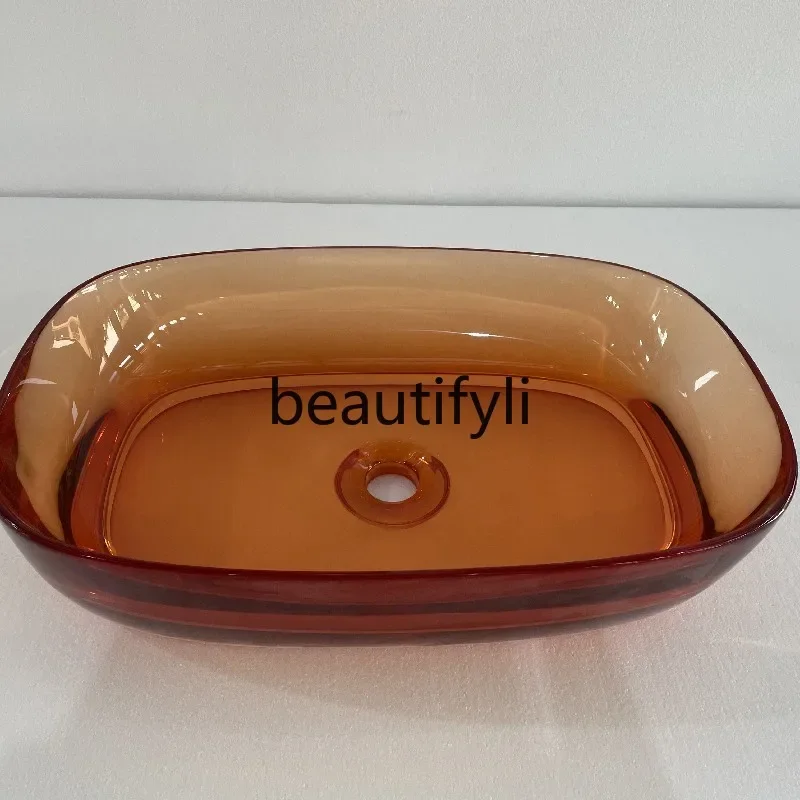 Transparent washbasin resin crystal art basin artificial stone