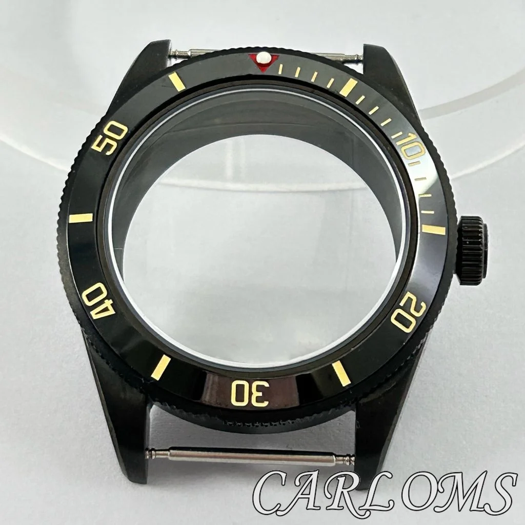 TOP 39mm NH34 NH35 NH36 NH70 NH72 ETA 2824 PT5000 Black Watch Case Ceramic Aluminum Bezel Domed Sapphire Glass Waterproof