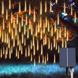 태양열 유성우 레인 스트링 조명, 대형 태양 전지 패널, 방수 정원 조명, 크리스마스 휴일 웨딩 장식, 1200 mAh