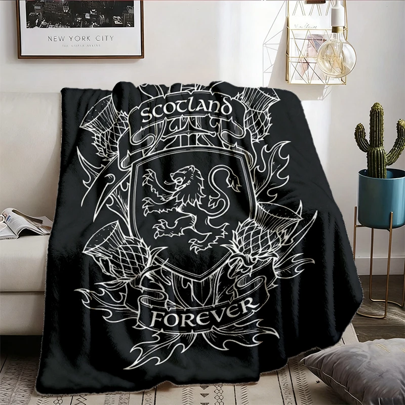 Scotland Forever Flannel Throw, 1743 Standing Stones Cozy Blanket, Celtic Crest Warm Blanket