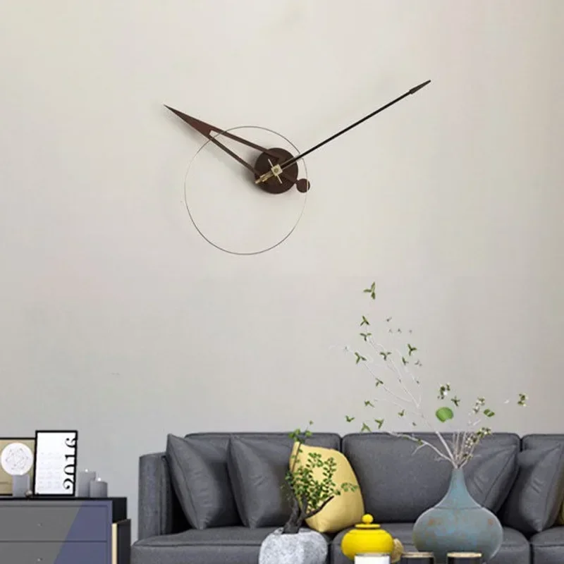 Nordic Walnut Wall Clocks Minimalism Living Room Clocks Creative Clock Mechanism Silent Art Clock Watch Luxury Decorations