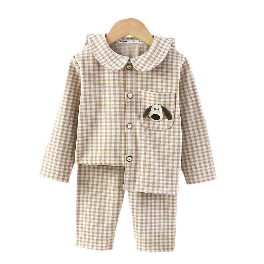 جديد أطفال الخريف منامة غير رسمية ملابس المنزل طفل الفتيان الفتيات منقوشة طويلة الأكمام التلبيب منامة الأطفال ملابس خاصة الدافئة مجموعة ملابس