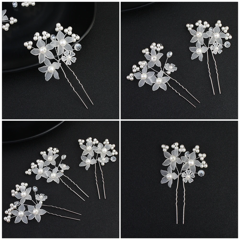 

2 Pcs Bridal Hair Accessories Party U-shaped Clips Hairpin Delicate Alloy Ancient Style Stick FlowersPearl Performance DIY
