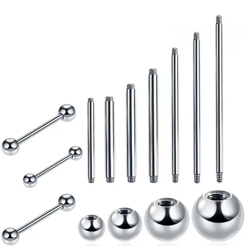 5pcs/lot Surgical Steel Barbell Earring Cartilage Helix Stud Tragus Lobe Rook Piercing Jewelry Nipple Tongue Straight Barbells