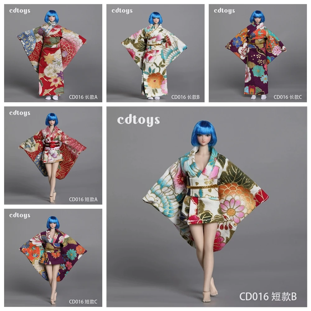 Cdtoys Cd016 1/12 Female Soldier Long Short Kimono Printing  Ancient Clothes Model Accessories Fit 6'' Action Figure Body