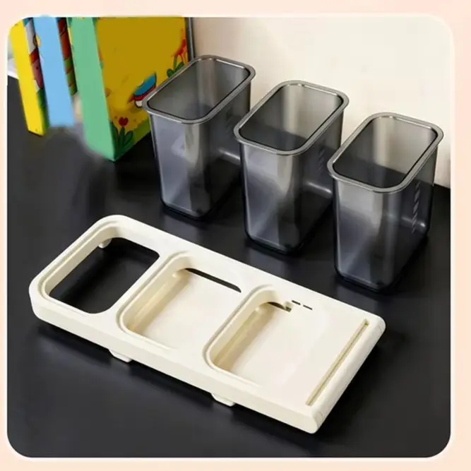 3-Tier Marker Storage Box with Sloped Compartments Foldable Support and Removable Inner Tray for Organized Creative Environments