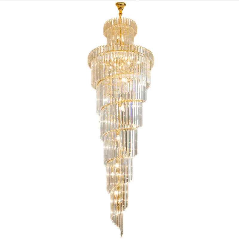 Imagem -05 - Modern Gold Crystal Hanging Pendant Light Lustres Led para Construção Duplex Escadaria de Luxo Lustres Grandes para Decoração