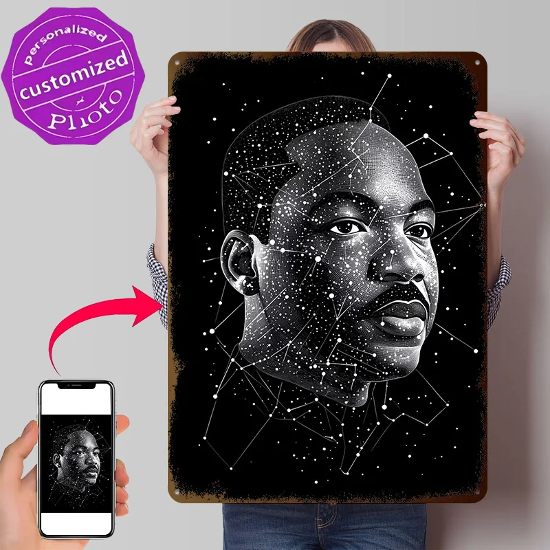 Martin Luther King Jr. Portrait Metal Poster Perfect Gift for Fans Lovers Personalized Wall Art Metal Sign for Vintage Decor
