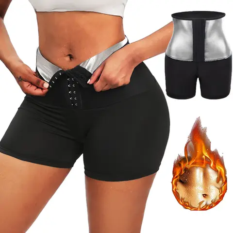 땀 사우나 바지 바디 셰이퍼 반바지 체중 감소 슬리밍 Shapewear 여성 허리 트레이너 Tummy Hot Thermo Sweat Fitness Shorts