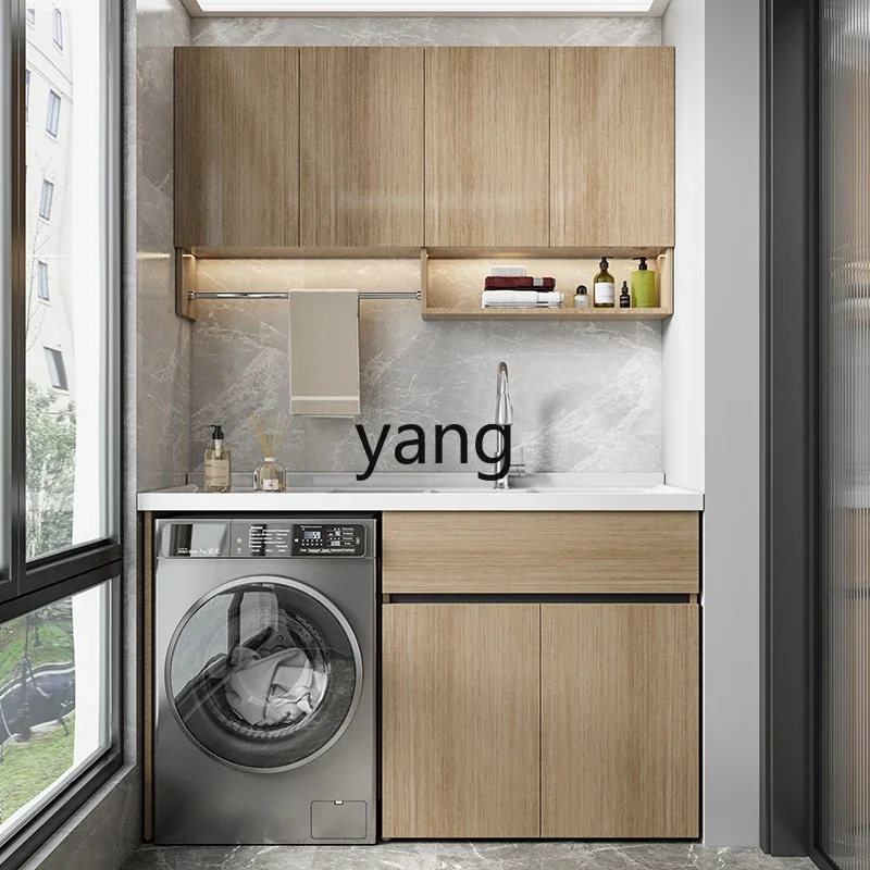 LHH log balcony laundry integrated cabinet combination quartz stone with rubbing board waterproof significant other