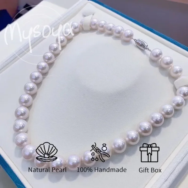 

MYSOYA Ожерелье из белого пресноводного жемчуга Эдисона 11-13 мм с подарочной коробкой, для нее/его, на день рождения/свадьбу/Рождество/новогодний подарок