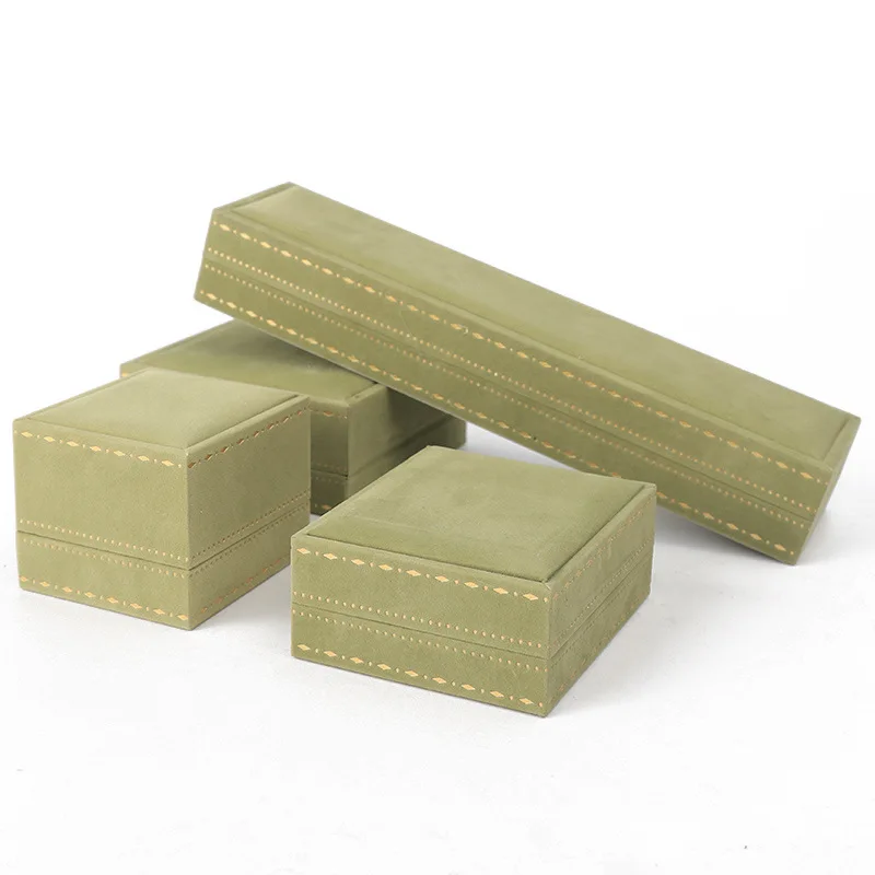 Premium Velvet Jewelry Box with Gold Stitching Elegant Flip-Top Storage for Rings Necklaces Bangles Jewelry Gift Box - view 3
