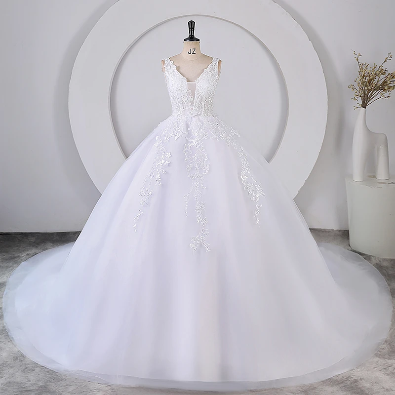 Clear Stock 2025 New Wedding Dresses Lace Beading Ball Gown Luxury Bride Dress Prom Party Dresses Vestido Anos Customized