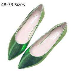 Ladies 2-48 Shiny Leather Slip-Ons Green Candy Colors Shallow Toe Shoes For Women Promotion 2020 Plain Flats Spring Outdoor Cute