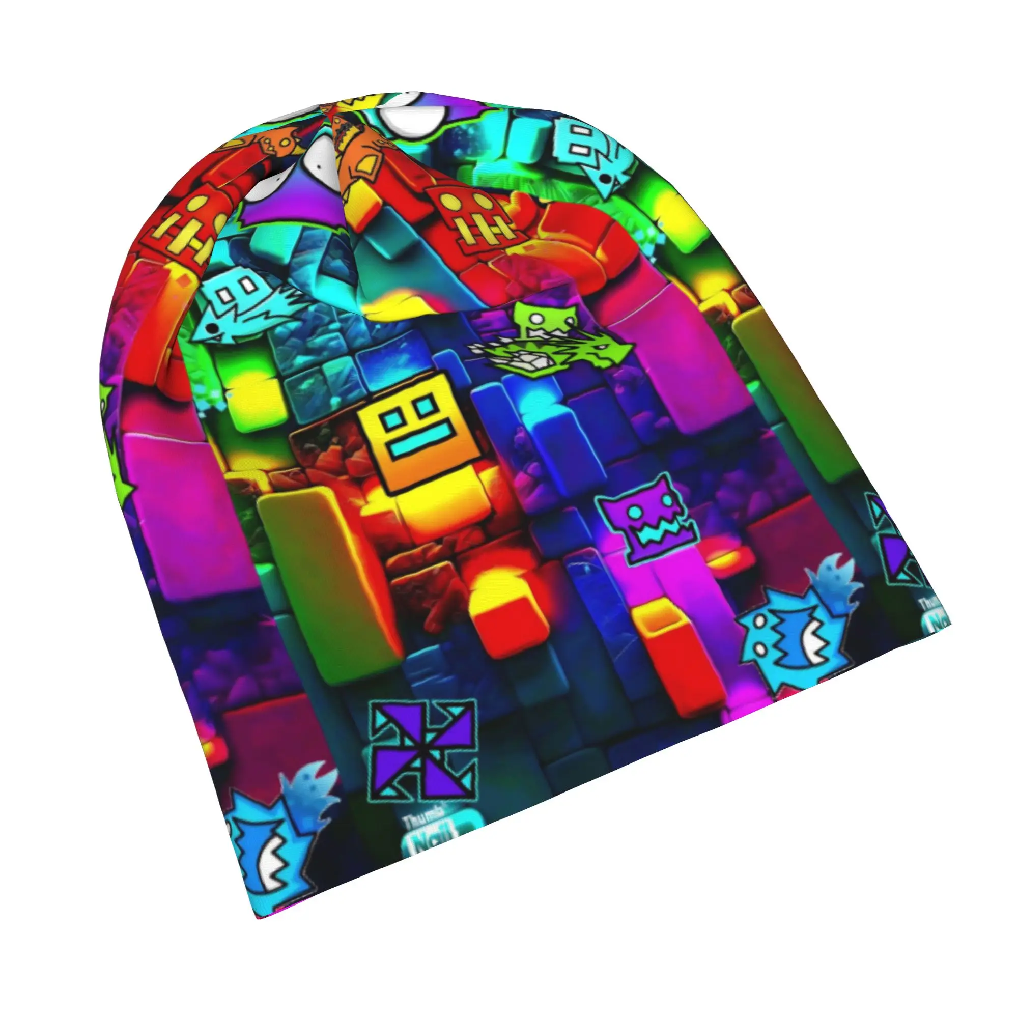 Geometry Dash  Caps  Casual Autumn Winter Outdoor Skullies Beanies Hat Spring Warm Dual-use Bonnet Hat