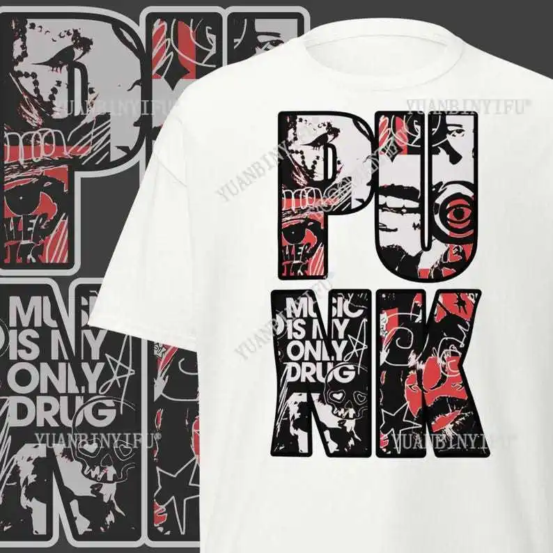 

Футболка в винтажном стиле «PUNK» Классическая футболка в стиле панк-рок Товары в стиле панк-группы