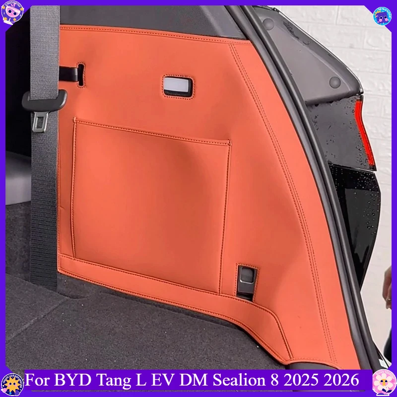 Leather Trunk Side Anti Kick Pad For BYD Tang L EV DM Sealion 8 2025 2026 Anti Scratch Dirty Protection Car Accessories